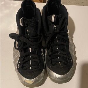 Nike Silver and Black Foamposite Basketball Shoes